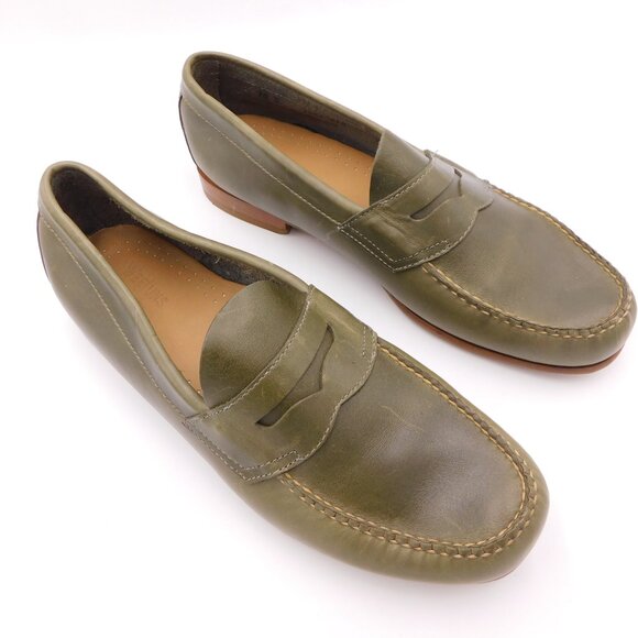 G.H. Bass Weejuns Penny Loafers | Olive Green | Academia | GUC | 10 D Wide